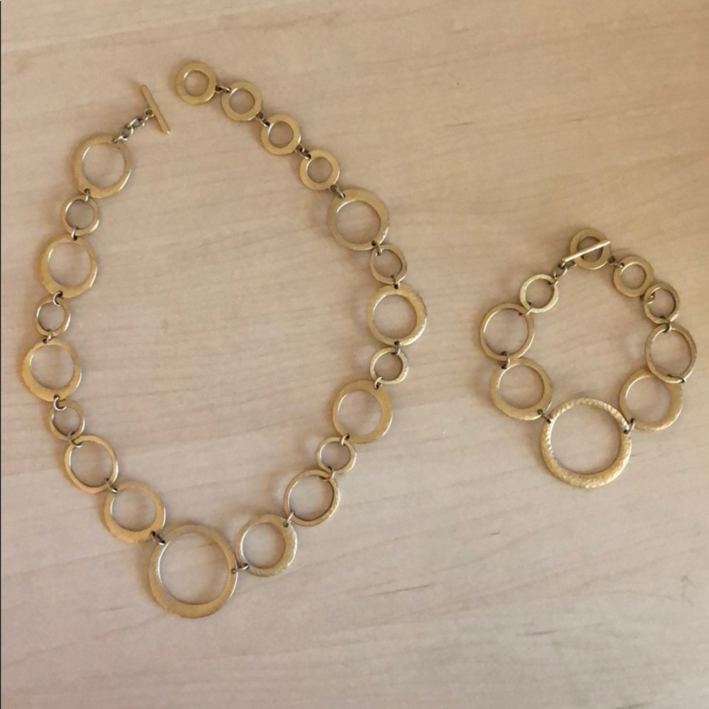 Premier Designs gold necklace & bracelet set